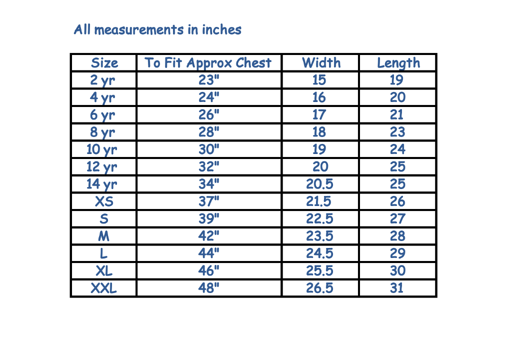 Hoodies Chart