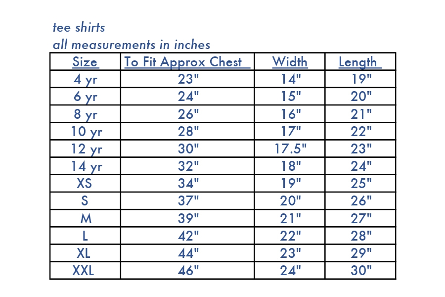 T-Shirt Chart