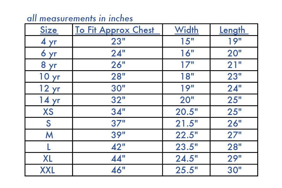 Hoodies Chart